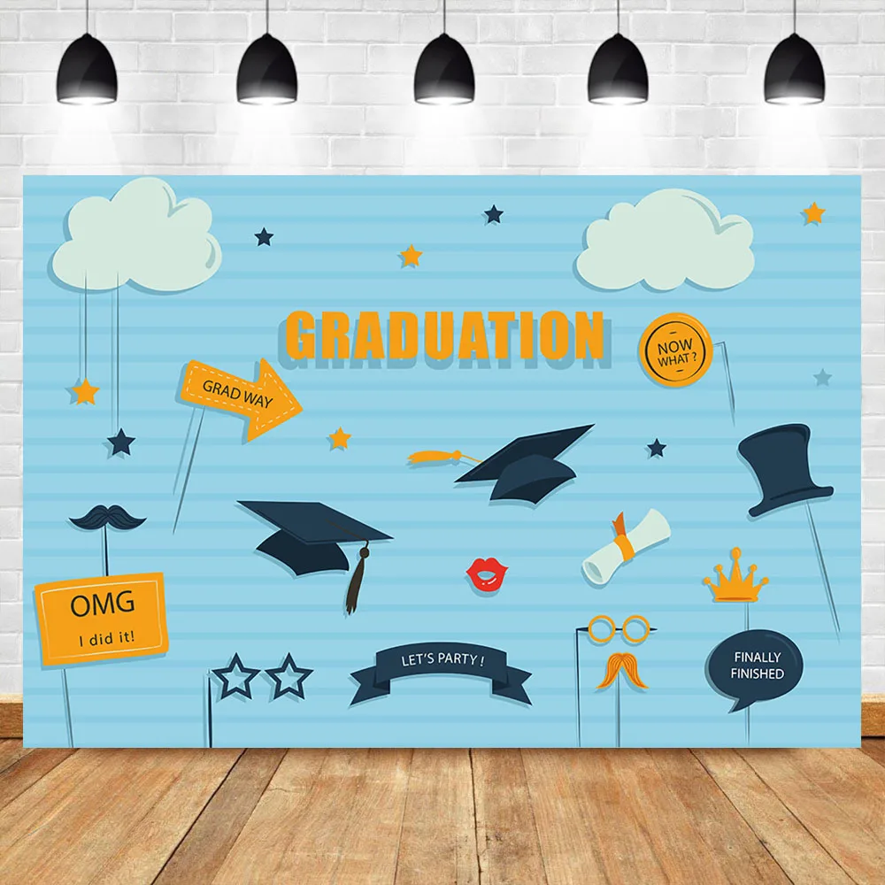 

Neoback 2019 Graduation Party Photography Backdrops Congratulations Graduation sky blue Photo Background Photophone