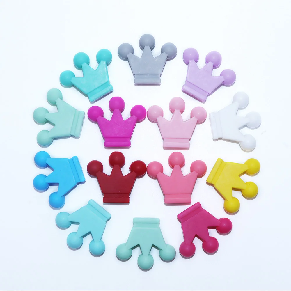 BOBO.BOX 10pcs/lot Crown Baby Teething Beads Cartoon Silicone Beads For Necklaces BPA Free Teether Toy Accessories Nursing DIY baby teething items age	