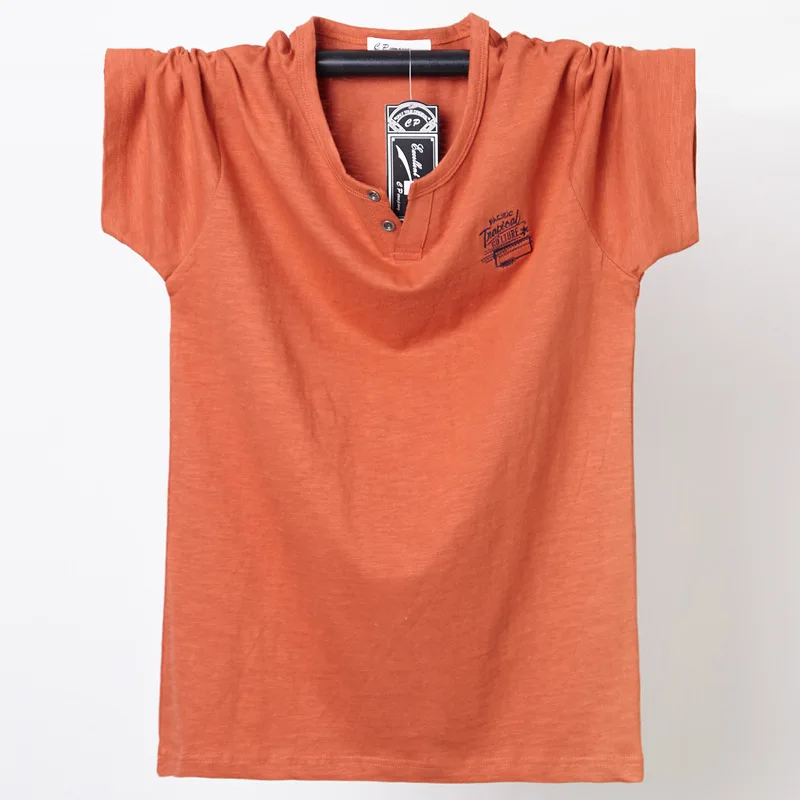 5138 orange Летняя мужская футболка с коротким рукавом из бамбукового хлопка, большие мужские топы, дышащие футболки свободного кроя, большие размеры 5XL 6XL - Цвет: 5138 orange