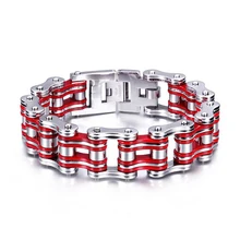 20 мм тяжелый в стиле «панк-рок» Для мужчин красный велосипед велосипедная цепь браслет ювелирные изделия titanium из нержавеющей стали, велосипедная браслет на запястье