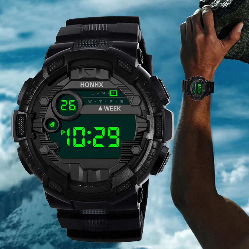 

sanwony Luxury Mens Digital LED Watch Date Sport Men Outdoor Electronic Watch relojes para hombre montre homme erkek kol saati
