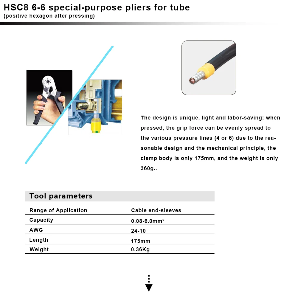 HSC8 6-6B HSC8 6-6A саморегулируемые обжимные плоскогубцы 0,25-6 мм терминалы обжимные инструменты мульти Топ бренд HSC8 6-6 23-10AWG