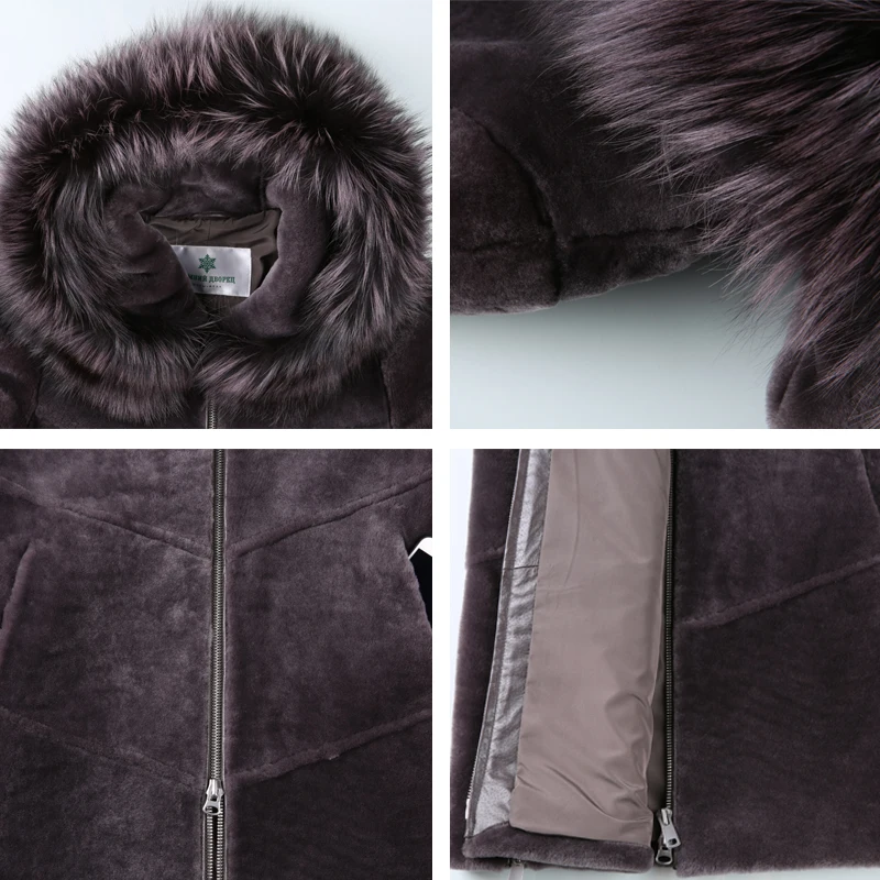 Autumn sheep coat women mouton fur coat,real fur coat Fox Mao brim Hat,Brown, Blue, optional fur coats New Trend WINTER PALACE