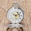 2016 New Arrival Hollow Silver Pendant Fob Pocket Watch With Necklace Chain For Men Women Free Drop Shipping ► Photo 2/6