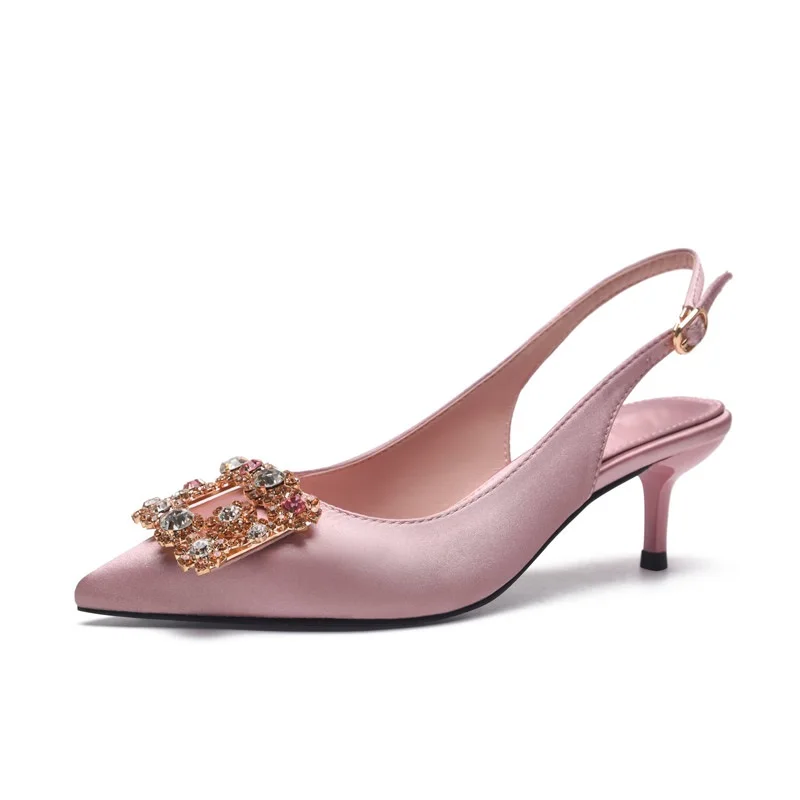 women low heel stilettos women wedding shoes rhinestone square buckle