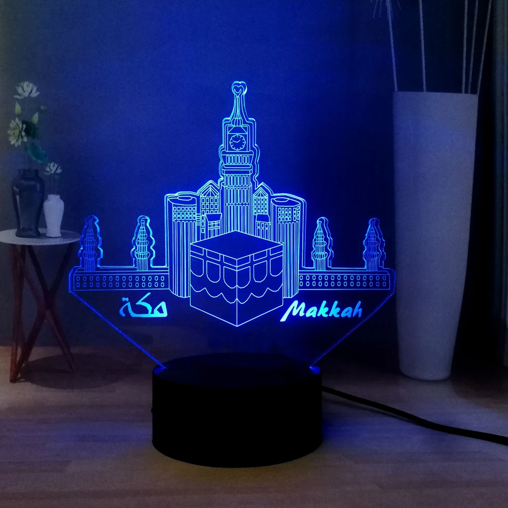 Креативный светодиодный ночник Makkah RGB USB переключатель разноцветный 3D иллюзия Лампа детский прикроватный ночник настольная лампа подарок на день рождения