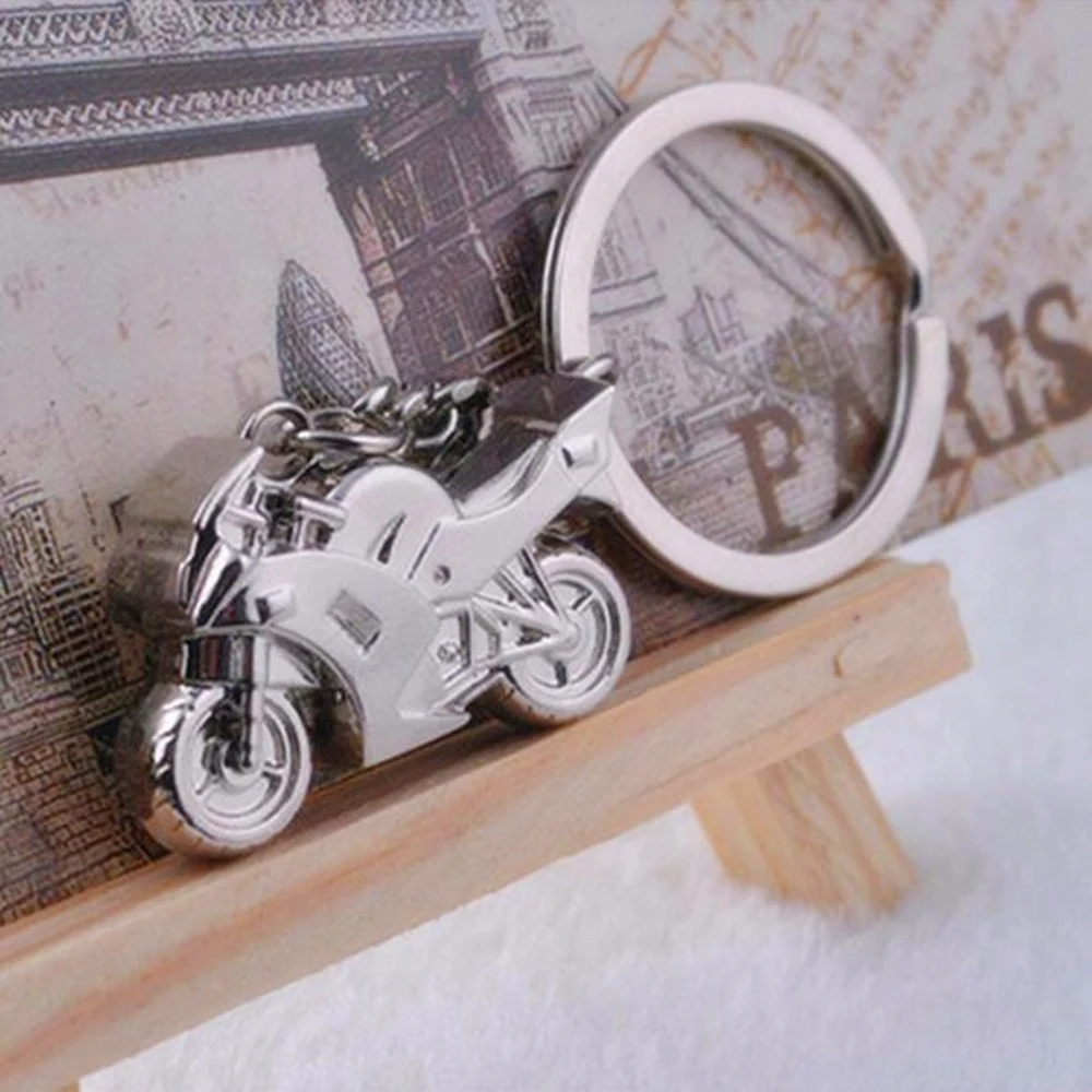 

Men Personality Motorcycle Simulation Model Pendant Keychain Silver 3D Motorcycle Helmet Alloy key chain key holder car key ring