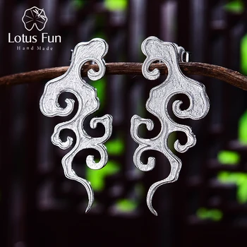 Lotus Fun Real 925 Sterling Silver Fine Jewelry Original Sunset Cloud Dangle Earrings Chinese Style Vintage Earrings for Women