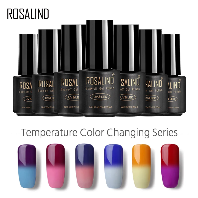

ROSALIND Gel 1S NEW 7ml Temperature Changing Nail Gel Polish Soak off Nail Art Semi Permanent Gel Varnish UV LED Nail Lacquer