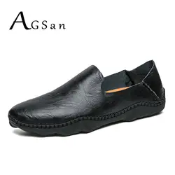 Agsan итальянский Лоферы для женщин Для мужчин классические простые обувь для вождения Разделение кожа Для мужчин повседневная обувь