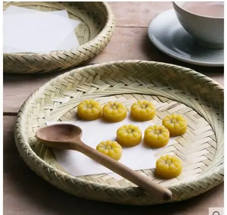 

Handmade bamboo trays trays household fruit tray living room storage tray fruit plate bread storage basket dried fruit plate