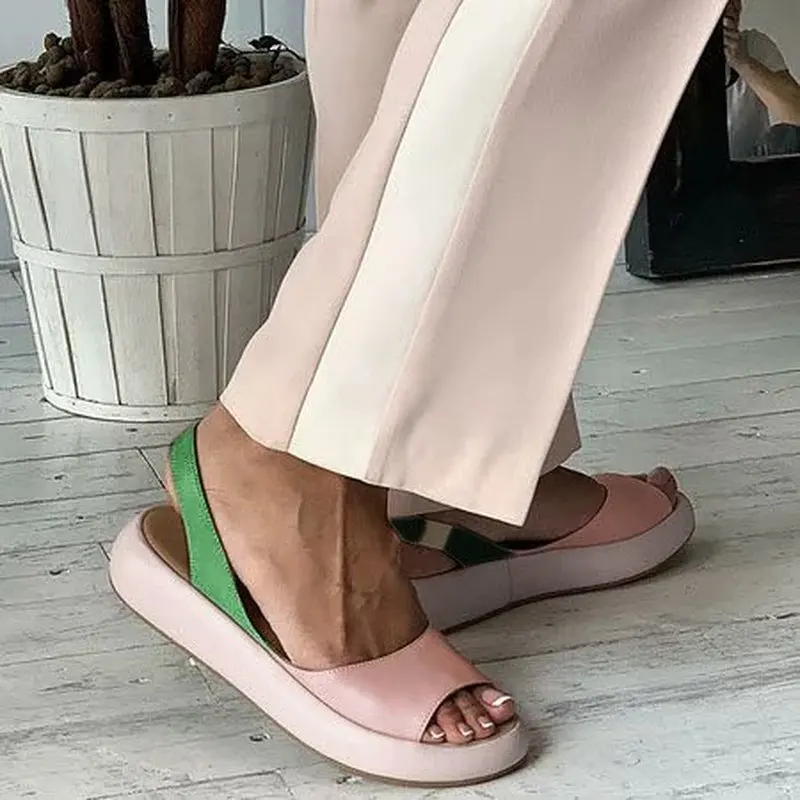

sandalias mujer women summer flats sandals gladiator peep toe slip on flatform candy sweet shoes woman sapato feminino HP1658