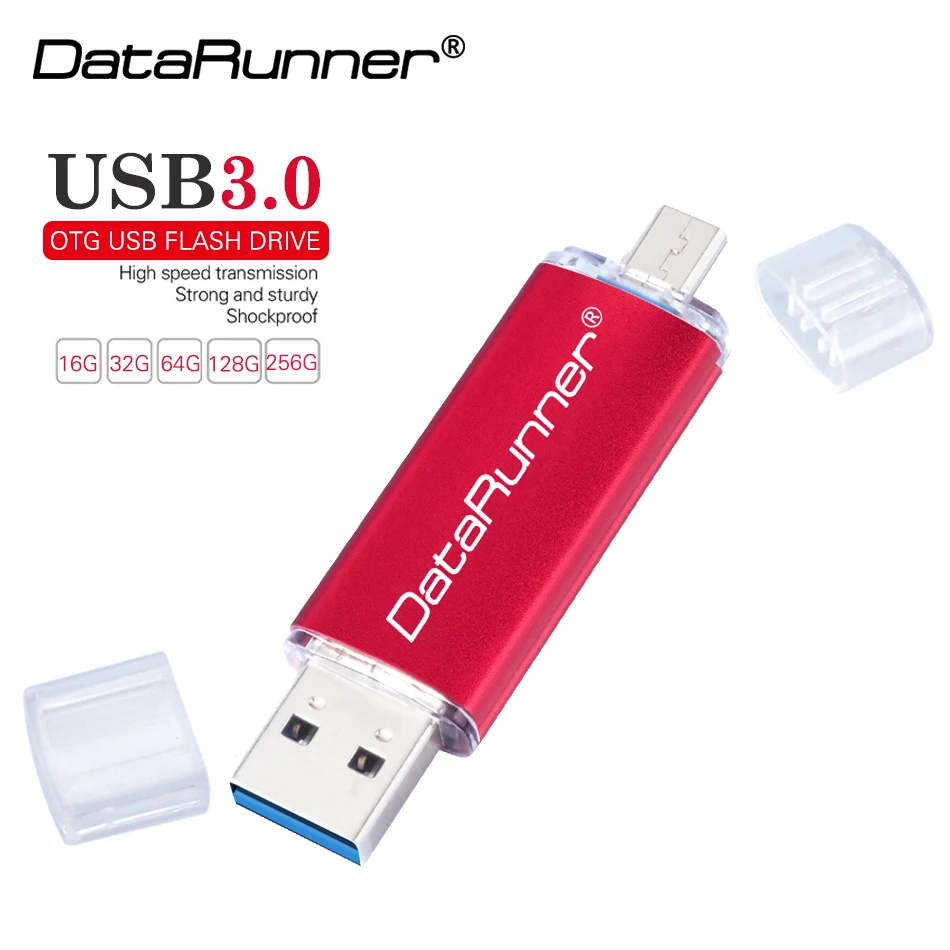 DataRunner OTG USB флеш-накопитель 2 в 1 Micro usb флеш-накопитель 32 Гб 64 Гб 128 ГБ 256 ГБ Usb 3,0 Флешка флеш-накопитель