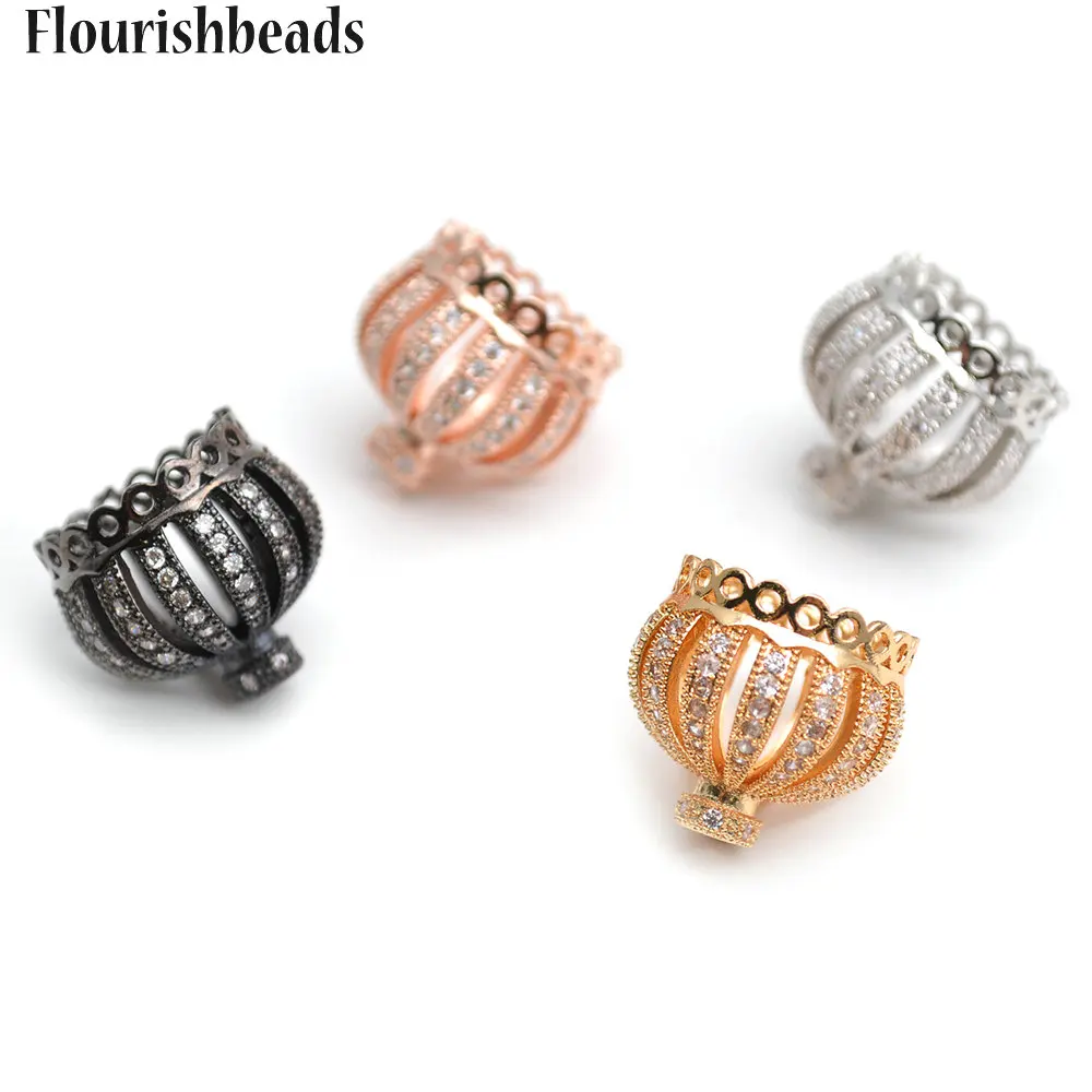 

Paved CZ Crown Shape Metal Bead Caps Fit Tassel Pendant Jewelry Findings Gold / Rhodium / Gun Metal / Rose Gold Color