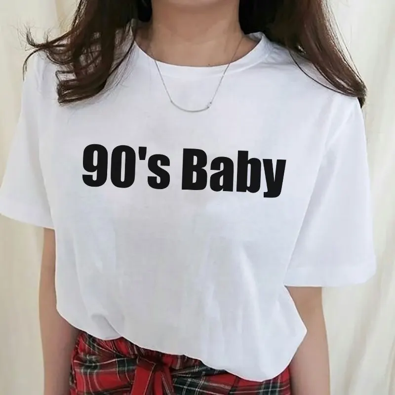 

2019 Harajuku New Friends 90's Baby Vogue Letter Printing T Shirt Women Summer fashion Short Sleeve White Tee Shirt Femme Tops