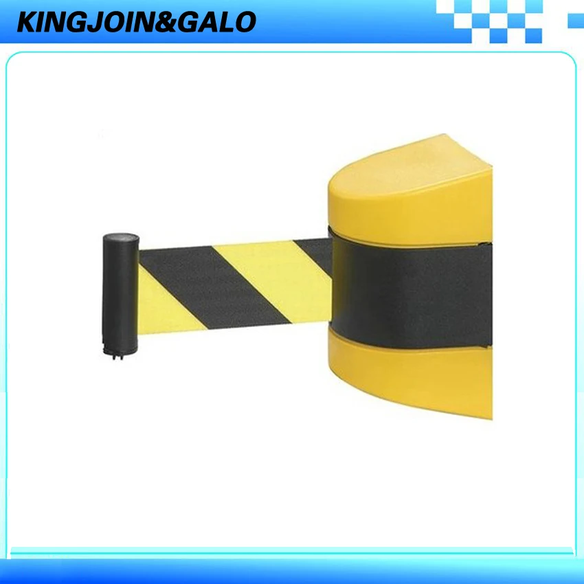 

Max 5m Plastic retractable wall barrier stanchions with yellow and black belt