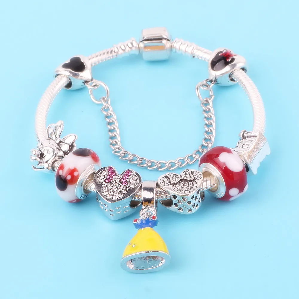 Couqcy, разнообразие дизайнерских браслетов с Микки Маусом, эмалированные бусины для женщин и детей, прекрасный стеклянный браслет, подходит для женщин, ювелирные изделия - Окраска металла: SL246
