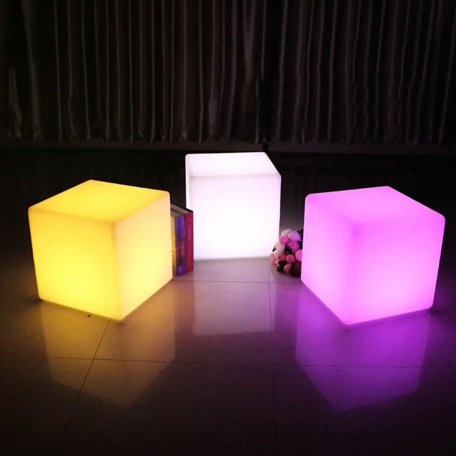 Thrisdar наружная светодиодная подсветка мебель, барный стул Куб Свет стула 30*30*30 см КАФЕ KTV Отель Пластиковый Органайзер в форме Куба свет