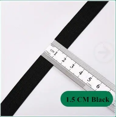 5Meters 1-6CM Black/White High Elastic Band Nylon Webbing Spandex Ribbon Garment Trousers Hair Tie Dress Lace Sewing Accessories - Цвет: Black 1.5cm