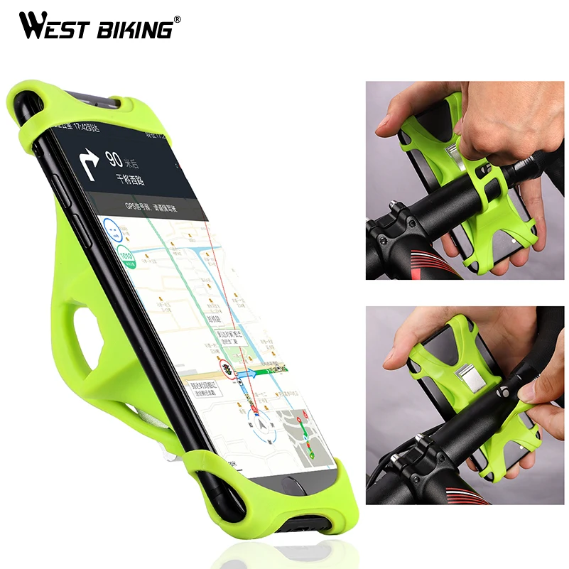

WEST BIKING Bicycle Holder 4.0 -5.5 inch Silicone Rotation GPS Smart Phone Holder Bike Phone Mount Bike Cycling Phone Holder