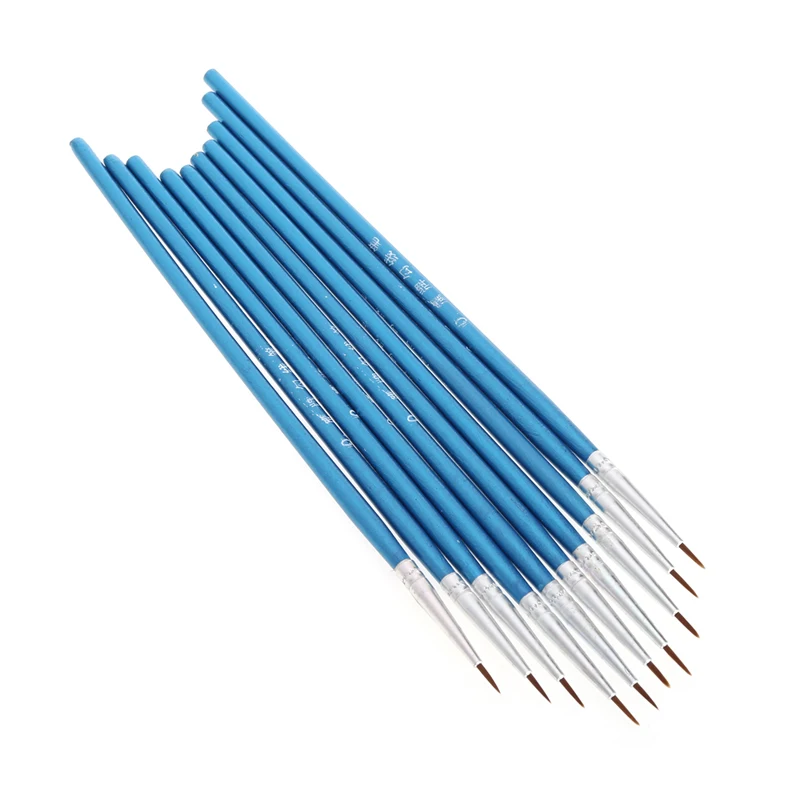 

10Pcs Nylon Hair Brush Hook Line Pen Artist Watercolor Acrylic Painting Drawing