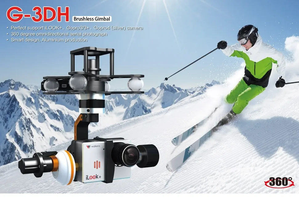 US $229.99 Freeshipping Walkera G3DH Brushless Rotating Camera Gimbal Support ILook Gopro33 Gopro 4 Camera 360 Degrees Tilt Control FPV