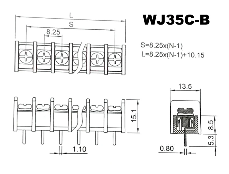 WJ35C-B pitch 8.25mm size