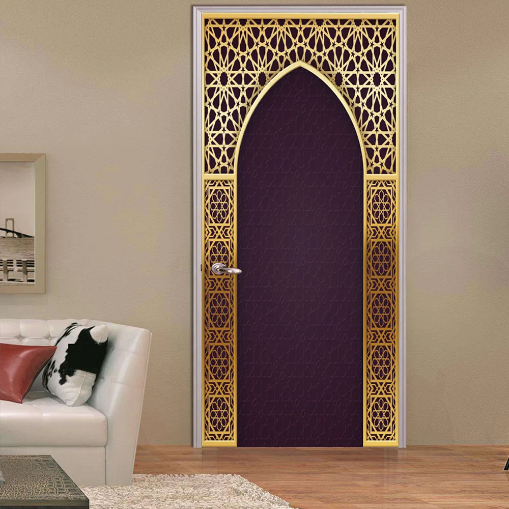New 2pcs/set 3D Creative Arabic Style Door Stickers Wallpaper Bedroom Living Room Corridor Wall Stickers Home Door Decoration New 2pcs/set 3D Creative Arabic Style Door Stickers Wallpaper Bedroom Living Room Corridor Wall Stickers Home Door Decoration