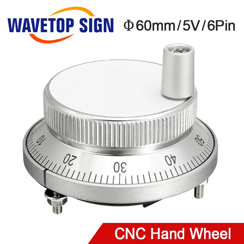 

CNC electronic hand wheel diameter 60mm input DC 5v 6 pin hand wheel siliver color