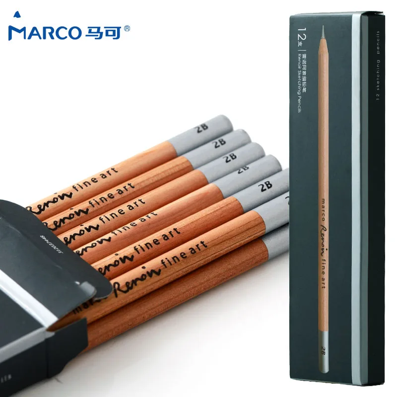 

Marco Renault addo gray professional art sketch pencils Wood 12pcs/lot on-toxic Wooden Pencil Art Supplies Stationery 3000