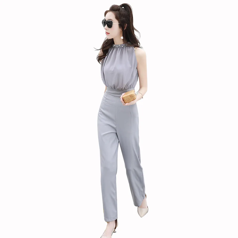 Mobtrs 여성 패션 점프 슈트 디자인 럭셔리 솔리드 컬러 점프 슈트 여성 여름 섹시한 여성 점프 슈트 민소매 overal