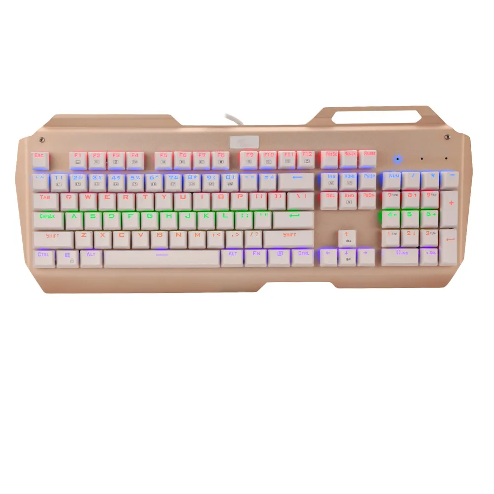 K320 Gold Color Multicolor Led Light Mechanical Gaming Keyboard Outemu