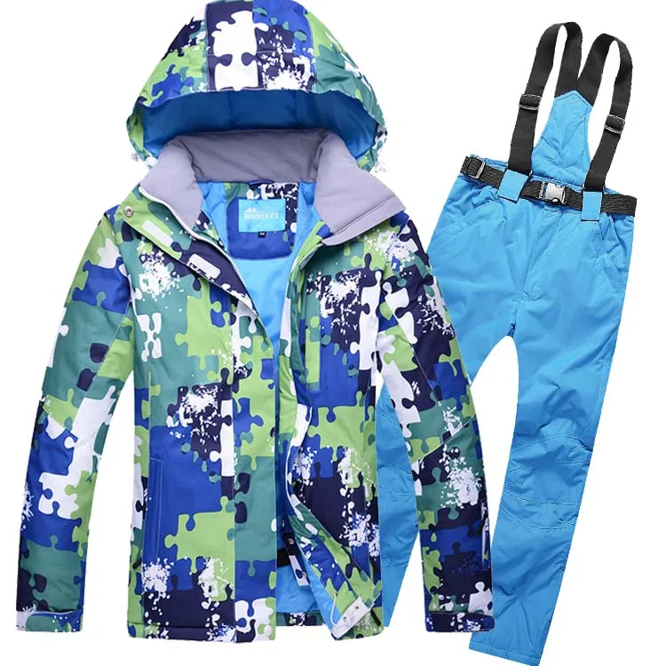 2019 جديد الرجال سترة تزلج + السراويل يندبروف ماء سوبر ارتداء الرياضة في الهواء الطلق ارتداء التزلج على الجليد التخييم ركوب ارتداء تزلج دعوى