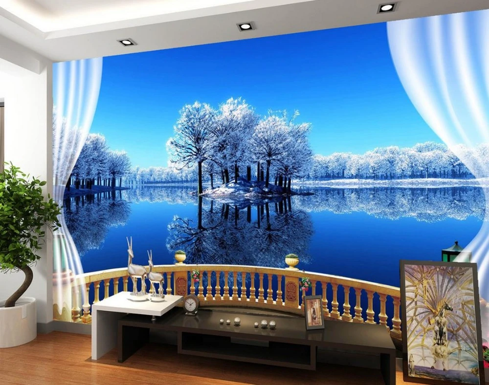 カスタム3d壁紙は美しい風景の湖外を窓フォト3d壁紙リビングスタイル壁紙 3d Wallpaper Custom 3d Wallpaperstyle Wallpaper Aliexpress