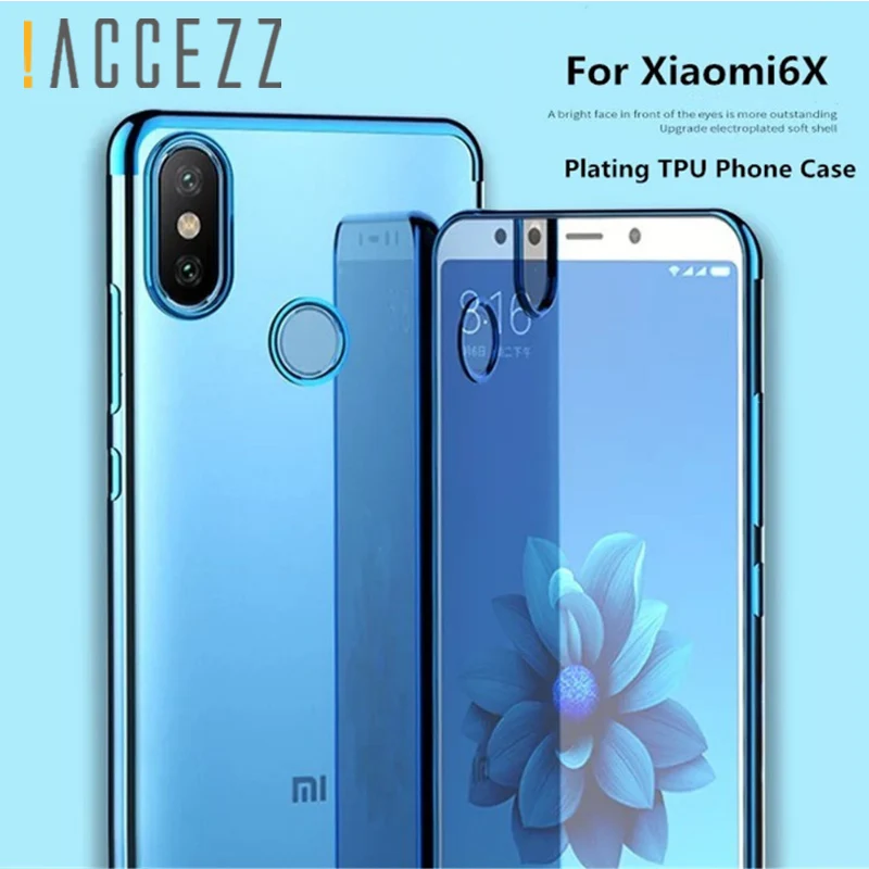

Luxury Clear Transparent Plating Case For Xiaomi 6 6X 8 5X Soft TPU Plated Silicon Protective Shockproof Ultra Thin Back Cover
