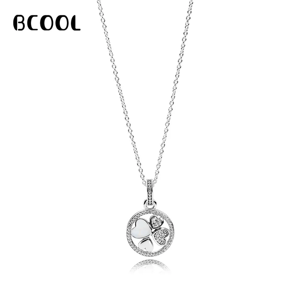 

BCOOL 925 Silver Necklace Adjustable Necklace Female Charm Jewelry Zircon Round Necklace Gift