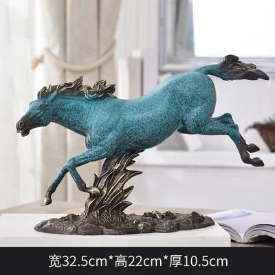 Современная простая статуя лошади винтажная фигурка лошади для офиса бара животных смолы ремесла украшения для дома R1388 - Цвет: Синий