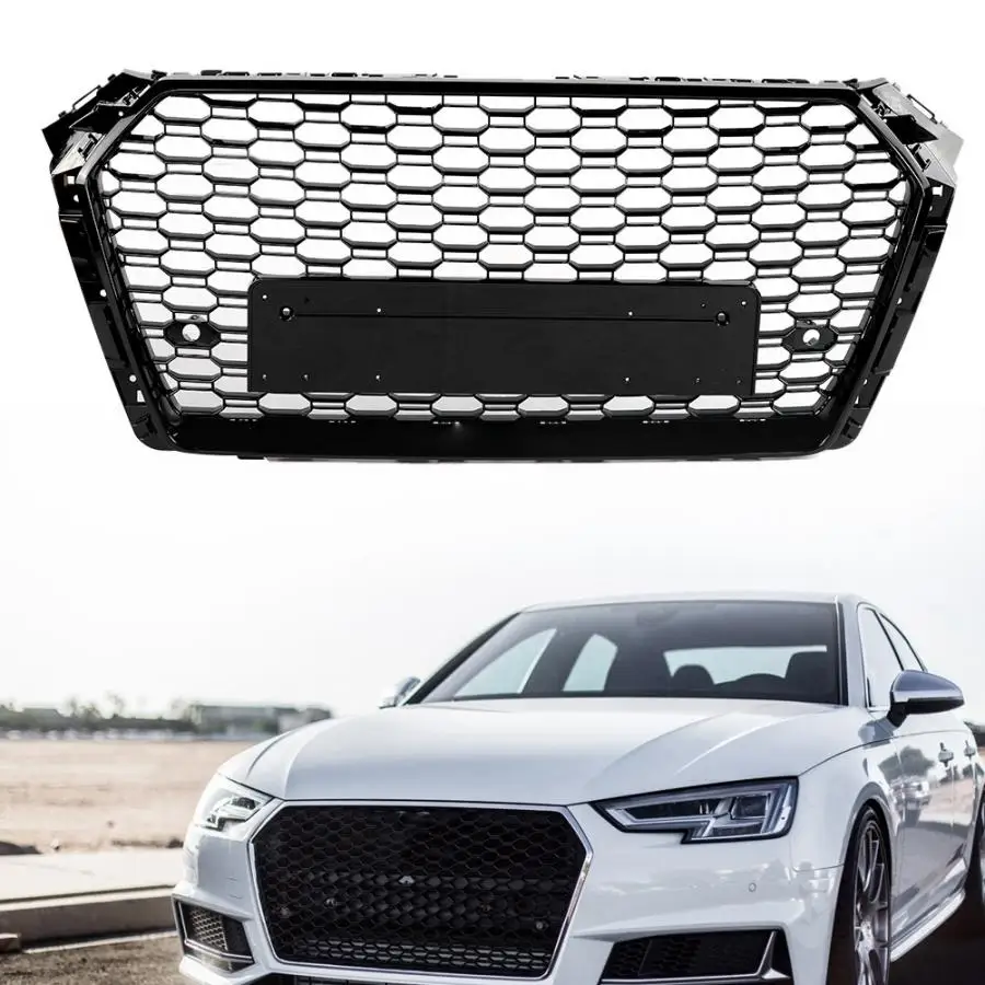 Для RS Стиль переднего бампера сетка решетка капота глянцевый черный для Audi A4 S4 B9- автомобильный Стайлинг бампер Гриль сетка