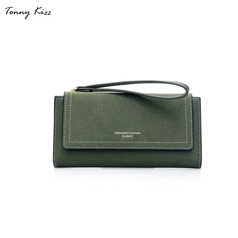 

Tonny Kizz women long wallet PU matte leather purse female high quality card holder carteira solid color women wallets standard