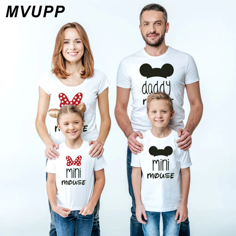 

family t shirt mini mouse cartoon daddy mommy and me clothes mama girl father son mother daughter bows matching outfits look nmd