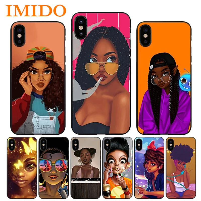 

OUTMIX bunz melanin Poppin soft TPU black silicone case for iPhone Xr Xs Max X or 10 8 7 6 6 s plus 5 5S SE