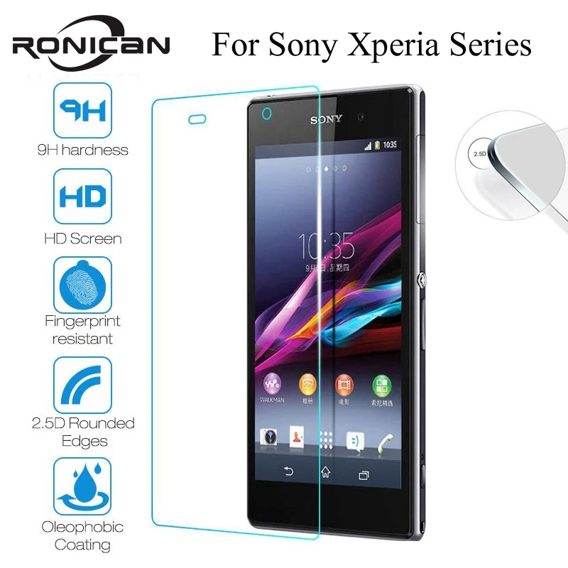 Защитное стекло RONICAN закаленное 9H 2.5D для Sony Xperia Z1/Z2/Z3/Z4/Z5 Compact/M2/M4/Aqua/M5 | Мобильные