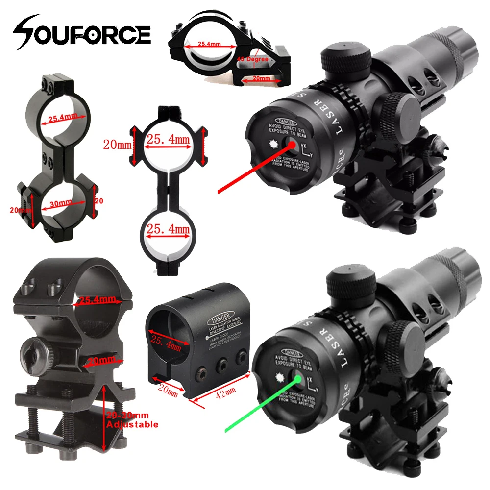 Зеленый Красный точечный лазерный прицел с QD 45 градусов Смещение 25,4 мм кольцо 20 мм Вивер Пикатинни Крепление дистанционный переключатель для винтовки