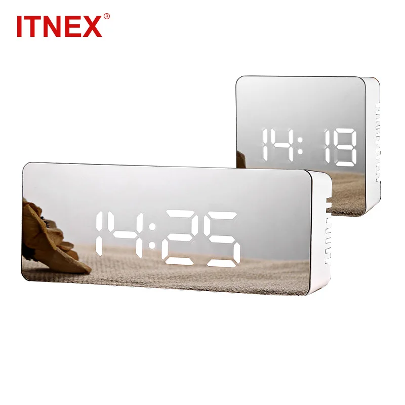 

LED Mirror Alarm Clock Digital LED Table Clock With Snooze Wake Up Light Electronic Temperature Display Home Decoration Clock