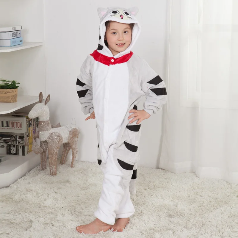 

Winter Onesies Flannel Children Pajamas Animal Cat Pajamas Siamese Set Boys Girls Cartoon Sleepwear onesie kids hoodie blanket