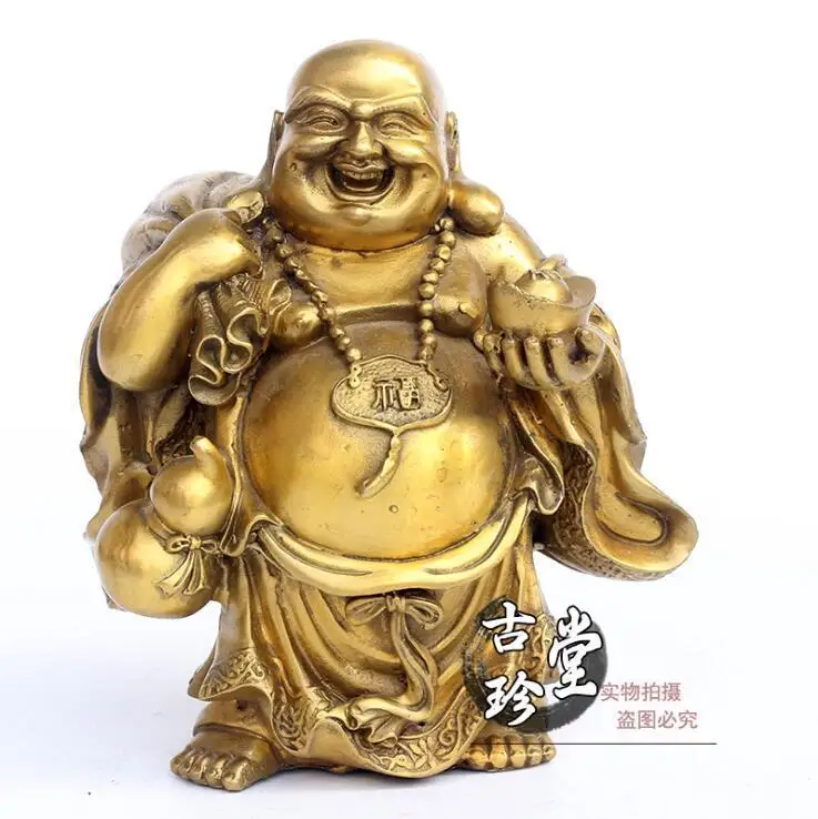 

Chinese folk Bronze Copper Rohan Happy Laugh Maitreya Buddha happy buddha Statue