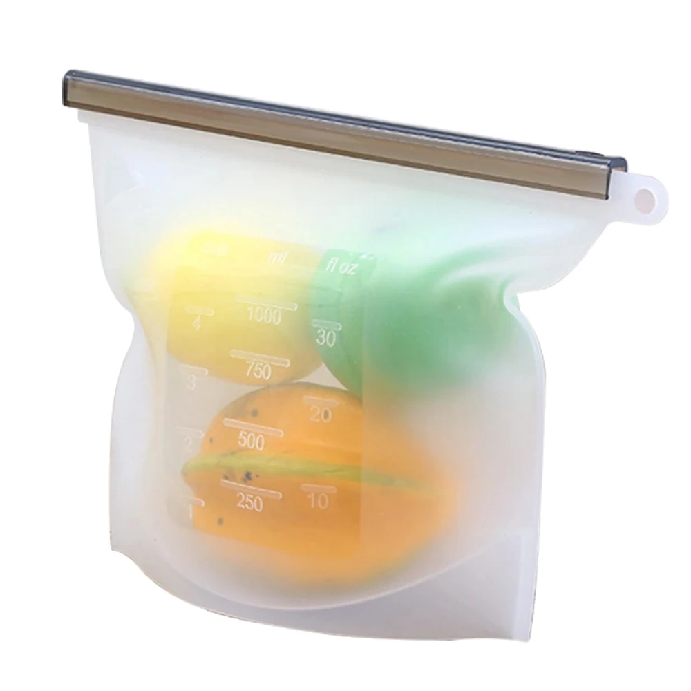 Kitchen Tool Food Silicone Fresh Bag Reusable Vacuum Sealed Freezer Bag Slide Lock SnacksSandwichesMeat Marinades Storage Bags (2)