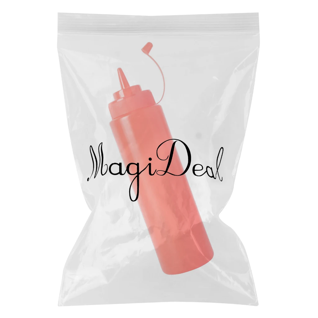 Durable Kitchen Accessories Mustard Vinegar Salad Sauce Plastic Squeeze Oil Dispenser Bottle Ketchup Mustard Dispenser Red 240ml