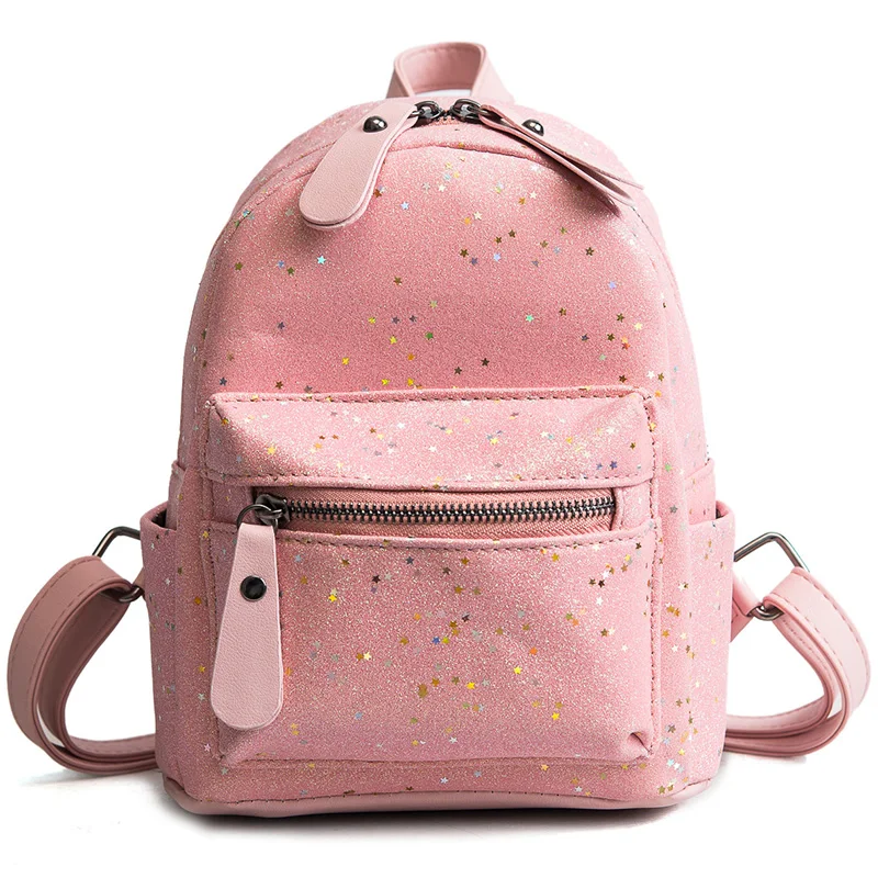 Women Mini Sequin Backpack Glitter PU Leather Shoulder Bag Teenage Girls Fashion Small Backpacks