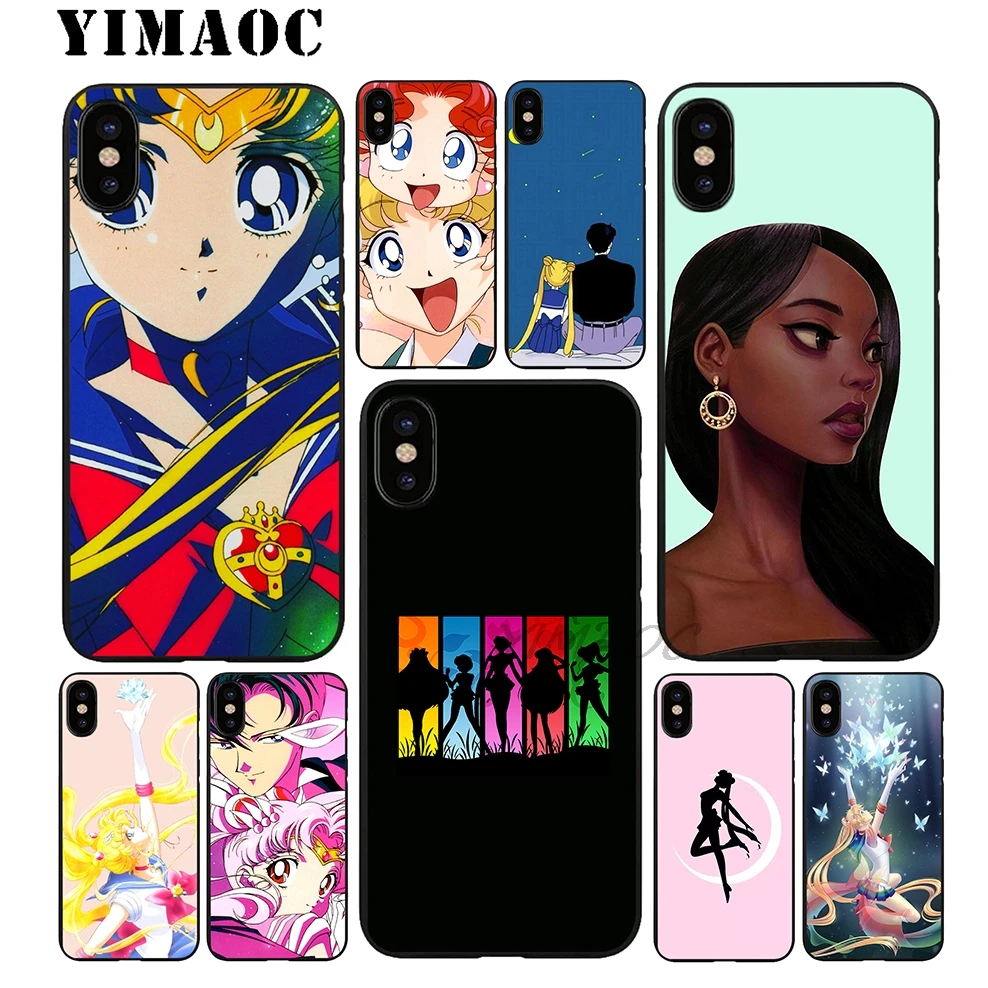 YIMAOC Sailor Moon Африканка Мягкий ТПУ Черный силиконовый чехол для iPhone X или 10 8 7 6 6S Plus 5 5S